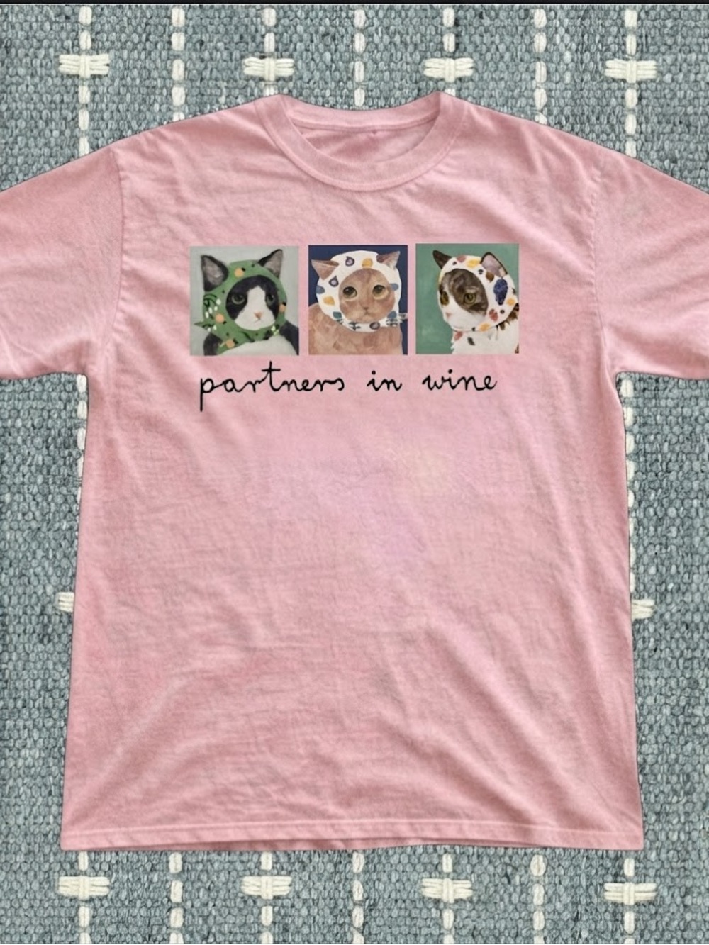 Gildan Pink 'Partners in Wine' Cat Trio Graphic Tee